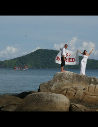 Thailand romantic just married wedding photo
